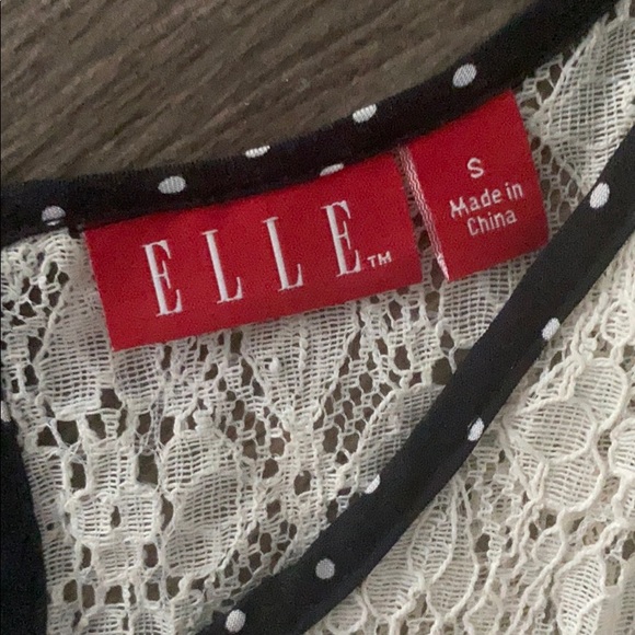 Polkadot and lace summer dress. Elastic waist  S - Picture 3 of 4